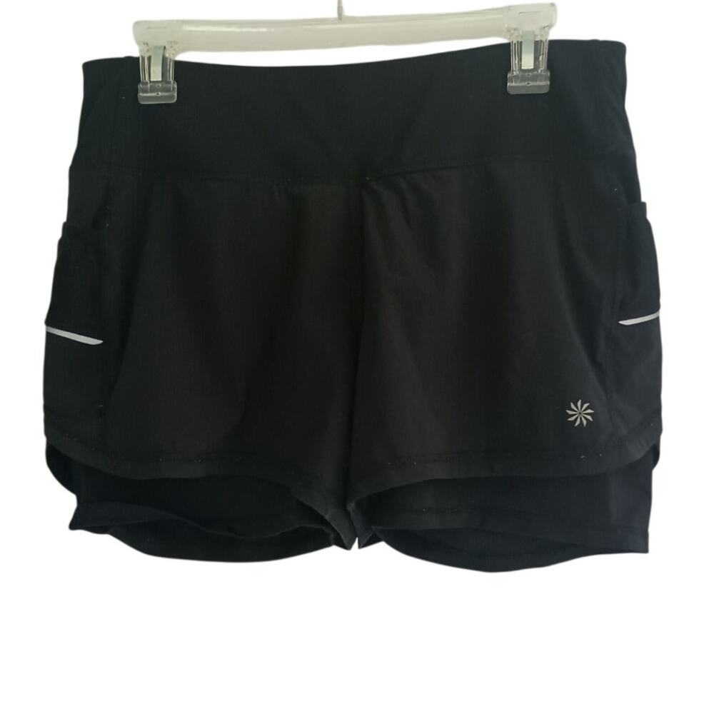 Athleta 2-in-1 Running Shorts Black Medium 212884 Women's Athletic Workout